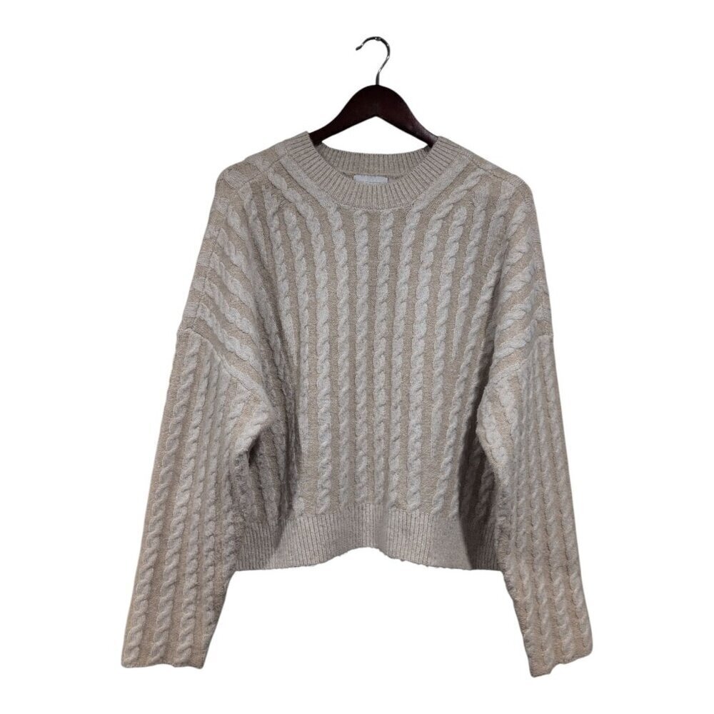 House Of Harlow 1960 Women's Soft Cable-Knit Pullover Sweater Cream Tan Size L